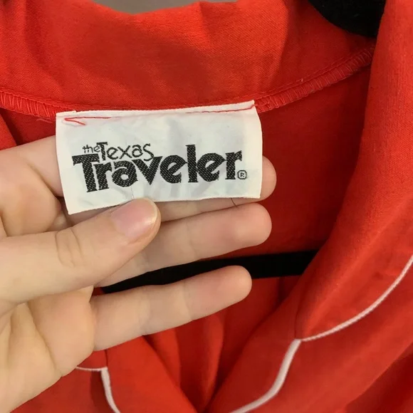 Vintage 50s Scarlet Midi Dress with Ivory Trim - Picture 6 of 6